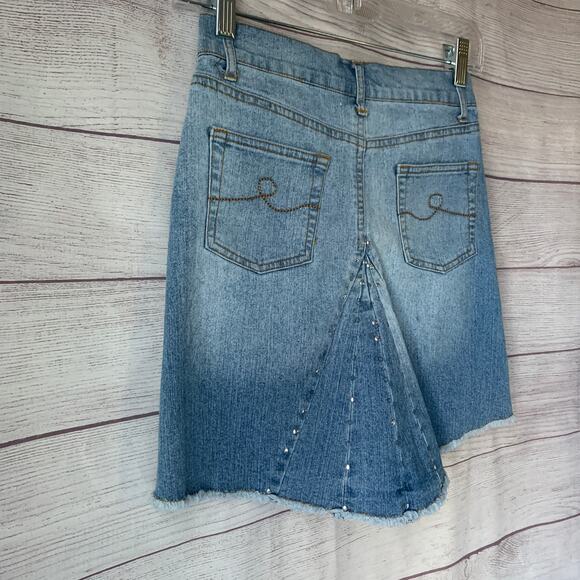 Route 66 Original Clothing Co Girls Denim Jean Skirt Studded Panel Back Size 8 - Picture 14 of 15